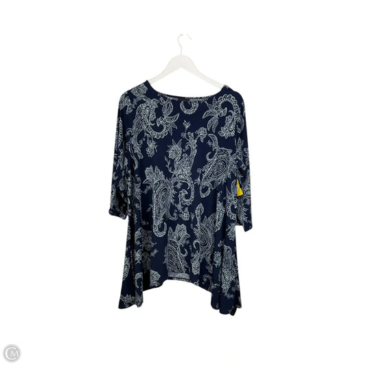 Top Long Sleeve By Jm Collections In Navy, Size: Xl