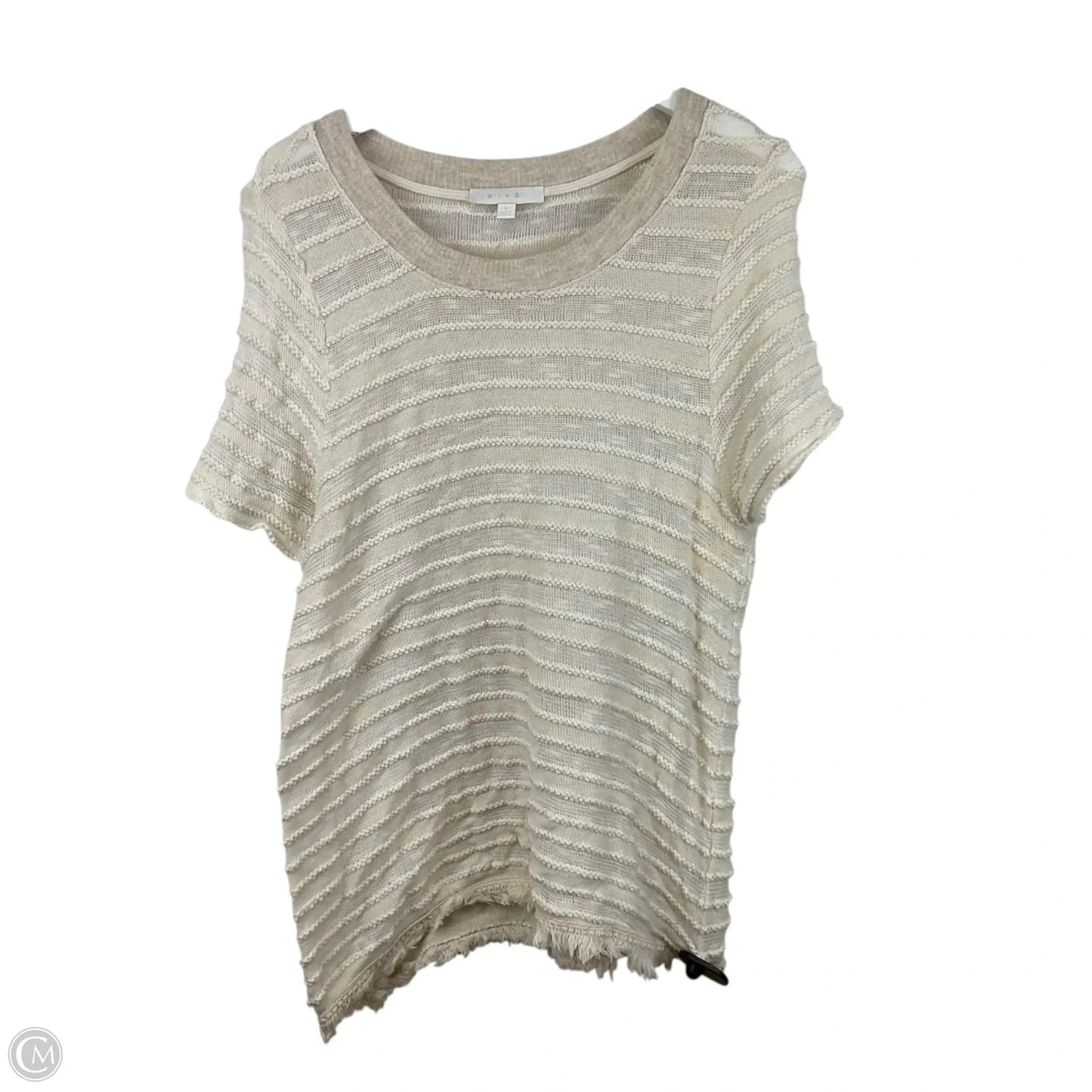 Top Short Sleeve By Eri + Ali In Cream, Size: L