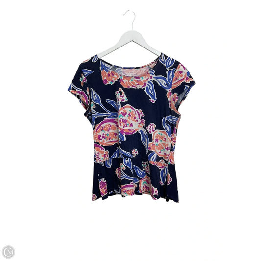 Top Short Sleeve Designer By Lilly Pulitzer In Navy, Size: L