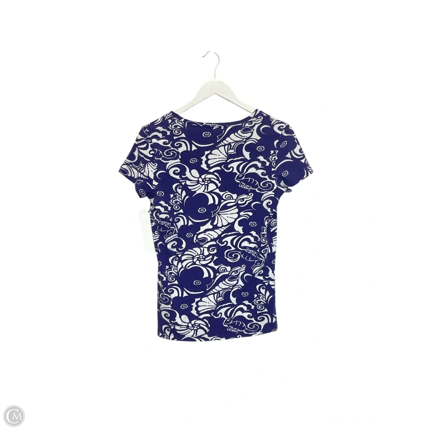Top Short Sleeve Designer By Lilly Pulitzer In Purple & White, Size: M