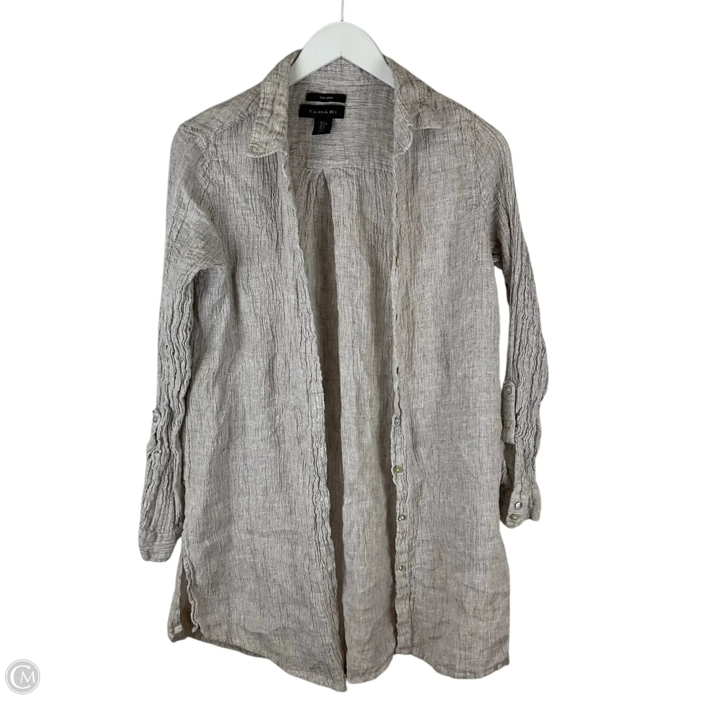 Top Long Sleeve By Tahari By Arthur Levine In Tan, Size: S