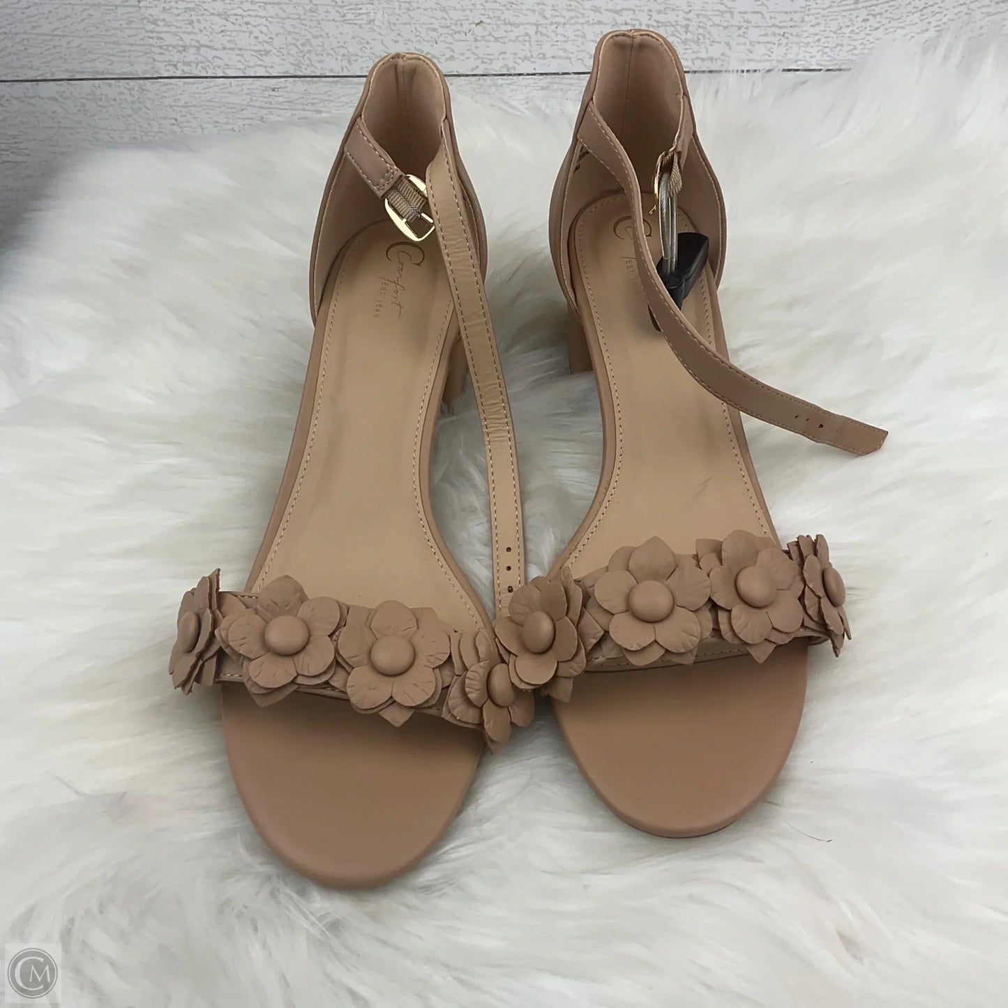 Sandals Heels Block By Cato In Cream, Size: 10