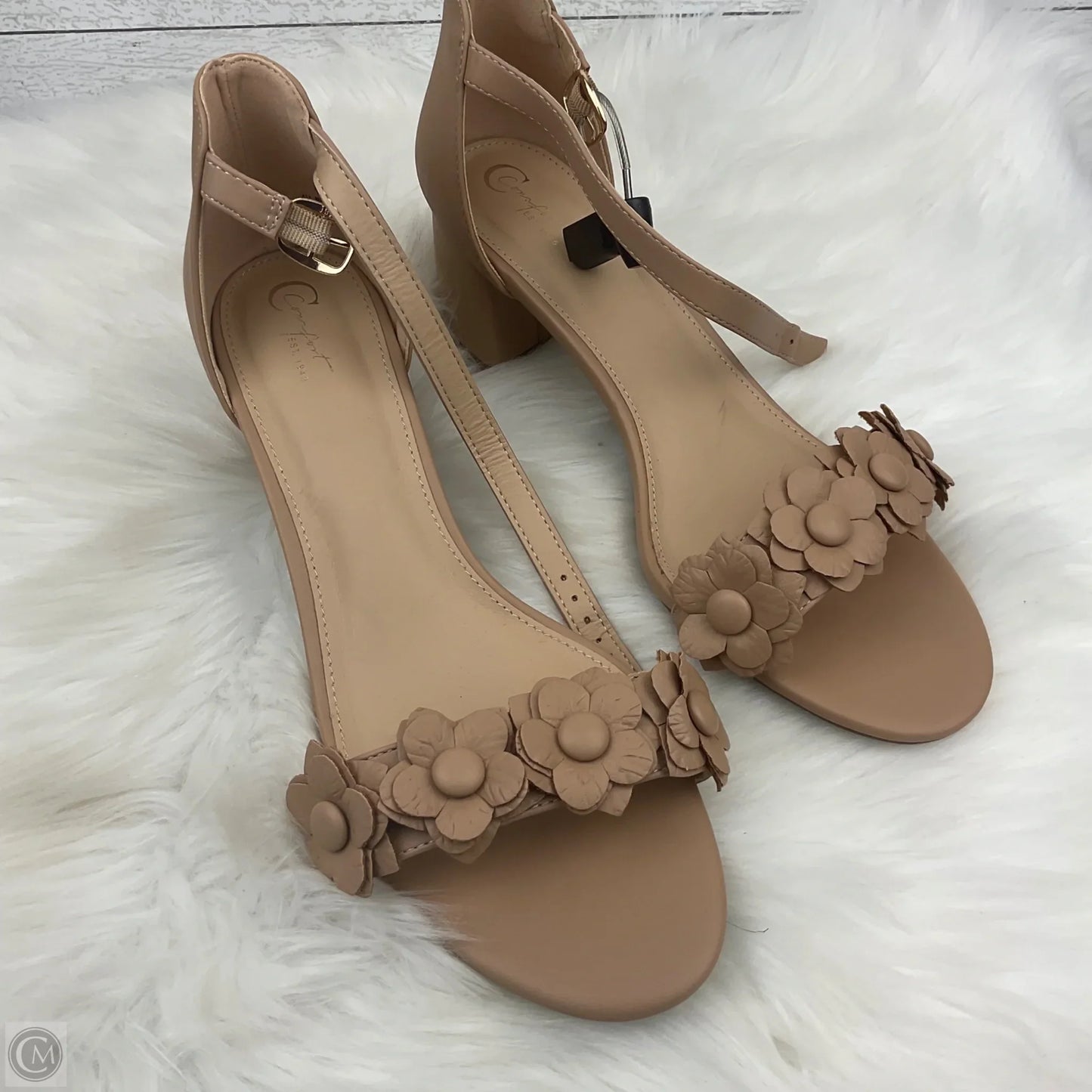 Sandals Heels Block By Cato In Cream, Size: 10