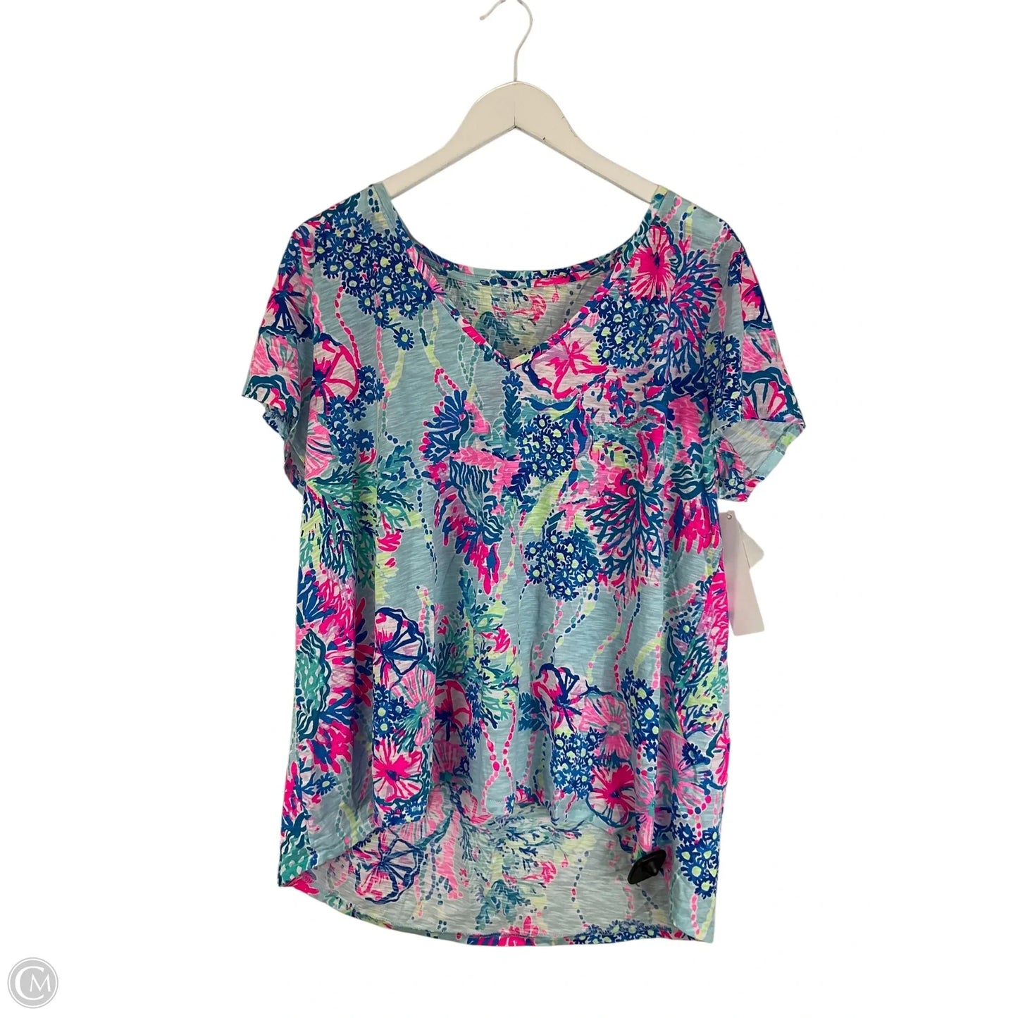 Top Short Sleeve Designer By Lilly Pulitzer In Blue, Size: Xxl