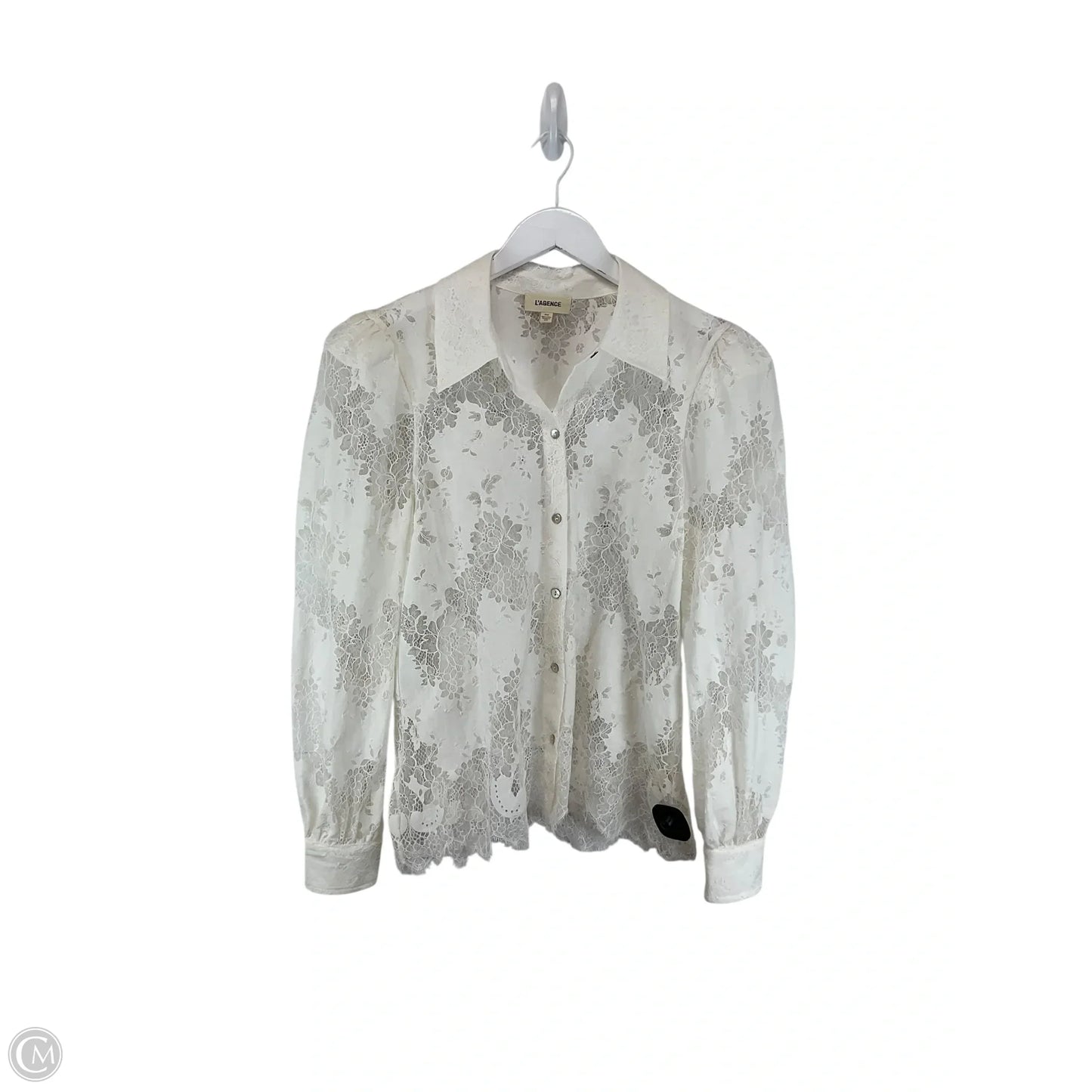 Top Long Sleeve By L Agence In White, Size: M