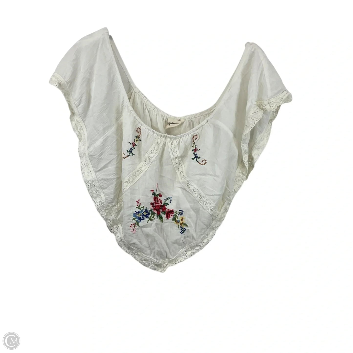 Top Short Sleeve By White Crow In White & Yellow, Size: M