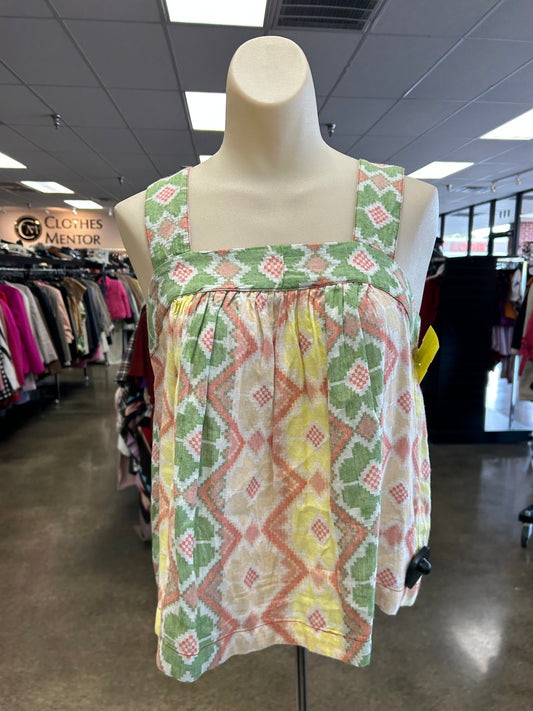 Top Sleeveless By Anthropologie In Green & Yellow, Size:Xs