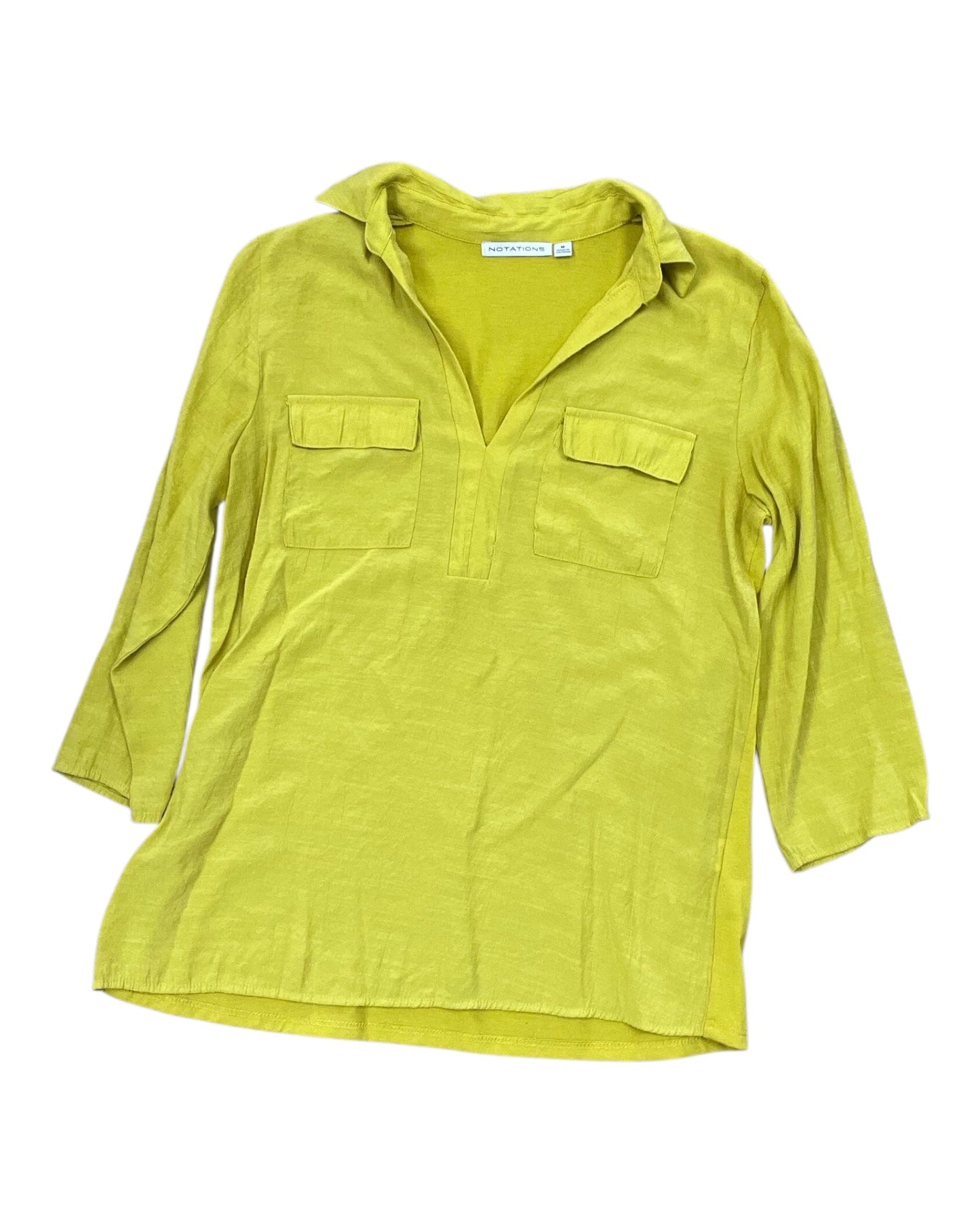 Top 3/4 Sleeve By Notations In Yellow, Size:M