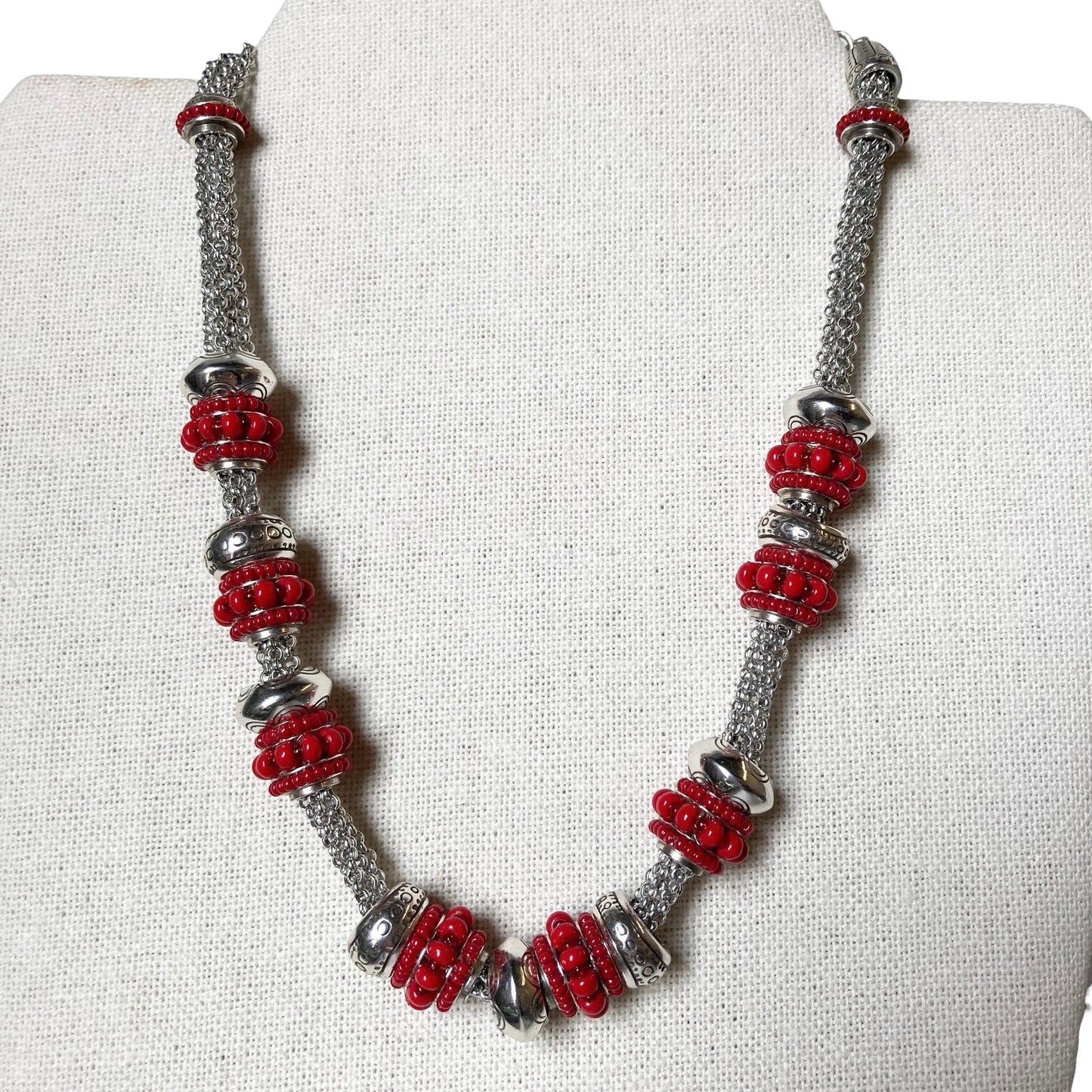 Necklace Statement By Brighton In Red & Silver