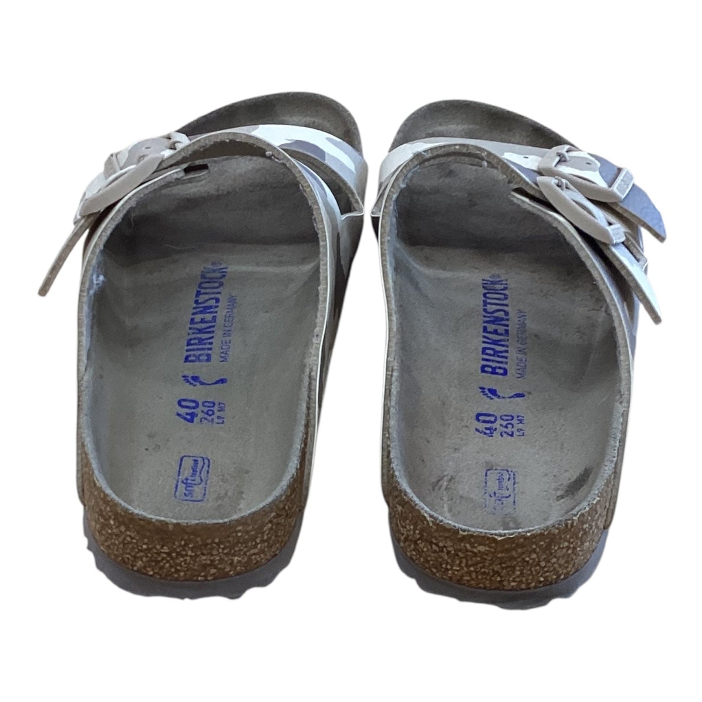 Sandals Flats By Birkenstock In Camouflage Print, Size:9