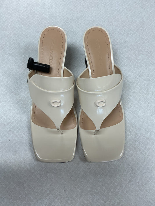 Sandals Designer By Coach In Cream, Size:11