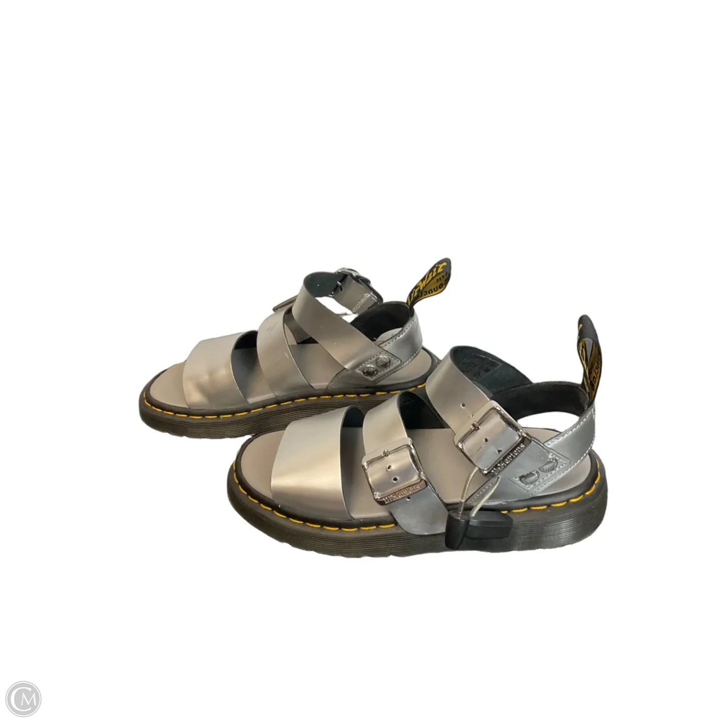 Sandals Designer By Dr Martens In Silver, Size: 6