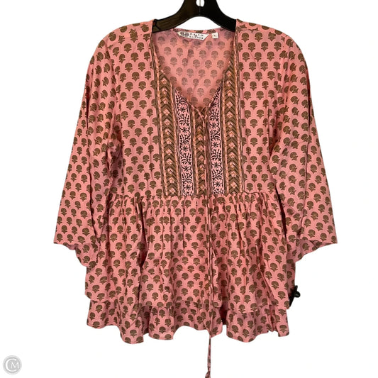 Top Long Sleeve By Cmc In Pink, Size: L