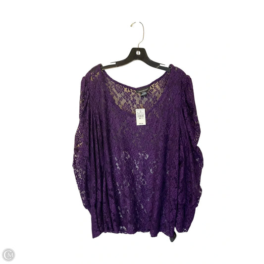 Top Long Sleeve By Ashley Stewart In Purple, Size: 2x