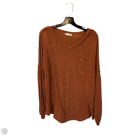 Top Long Sleeve By Easel In Tan, Size: S