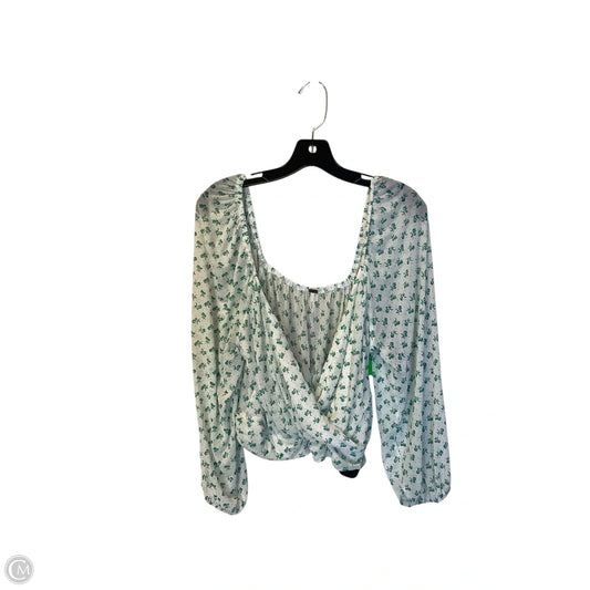 Top Long Sleeve By Free People In White & Yellow, Size: L