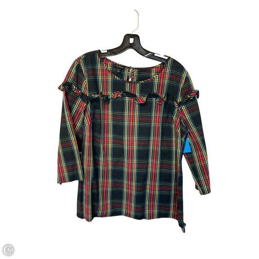 Top 3/4 Sleeve By Talbots In Plaid Pattern, Size: Xl