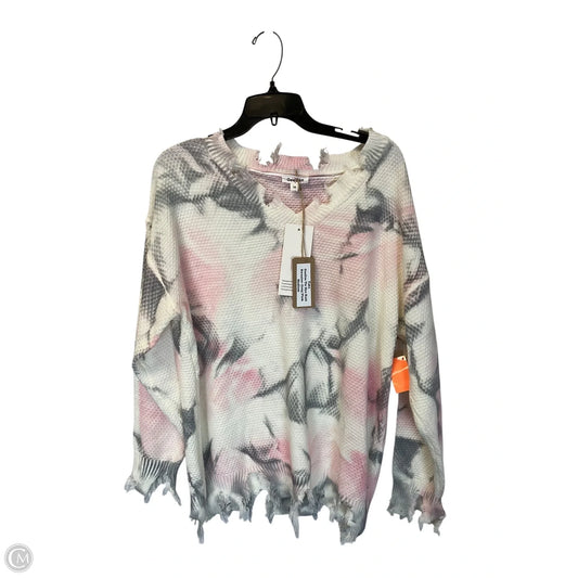 Sweater By Clothes Mentor In Pink & White, Size: M