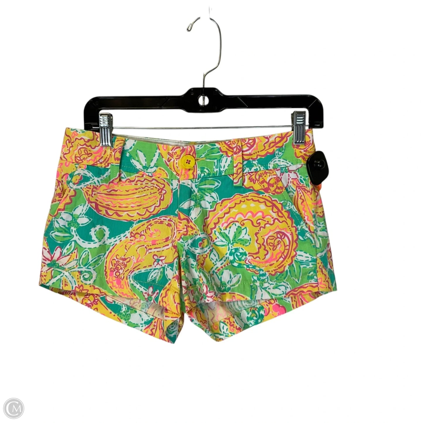 Shorts Designer By Lilly Pulitzer In Green & Yellow, Size: 0