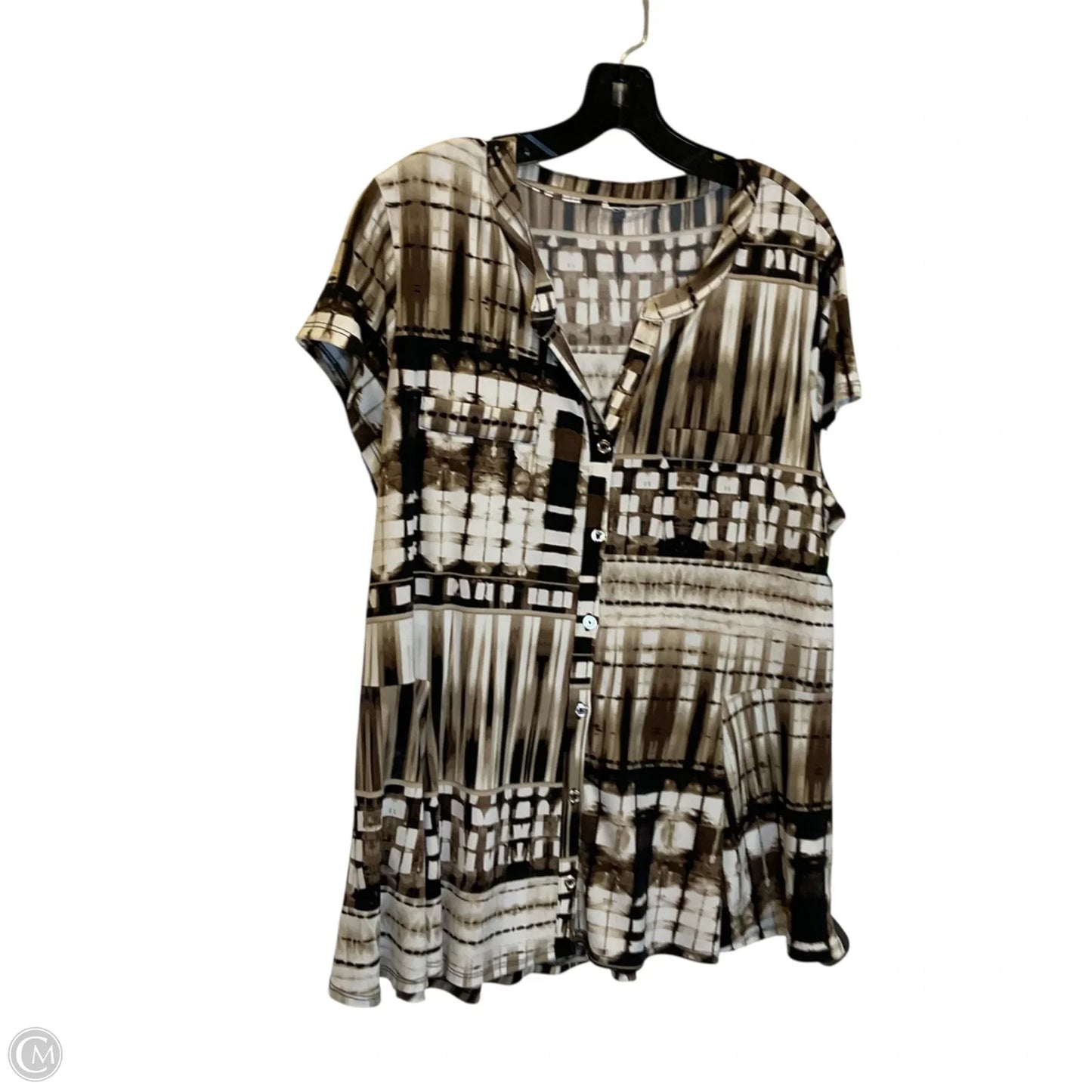 Top Short Sleeve By Dana Buchman In Brown, Size: Xl