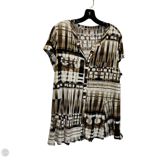 Top Short Sleeve By Dana Buchman In Brown, Size: Xl
