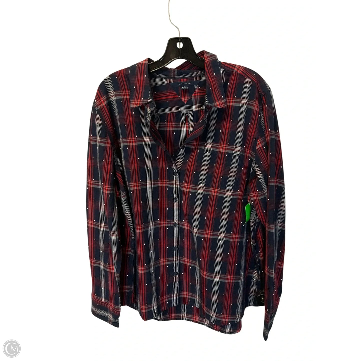 Top Long Sleeve By Tommy Hilfiger In Plaid Pattern, Size: Xxl