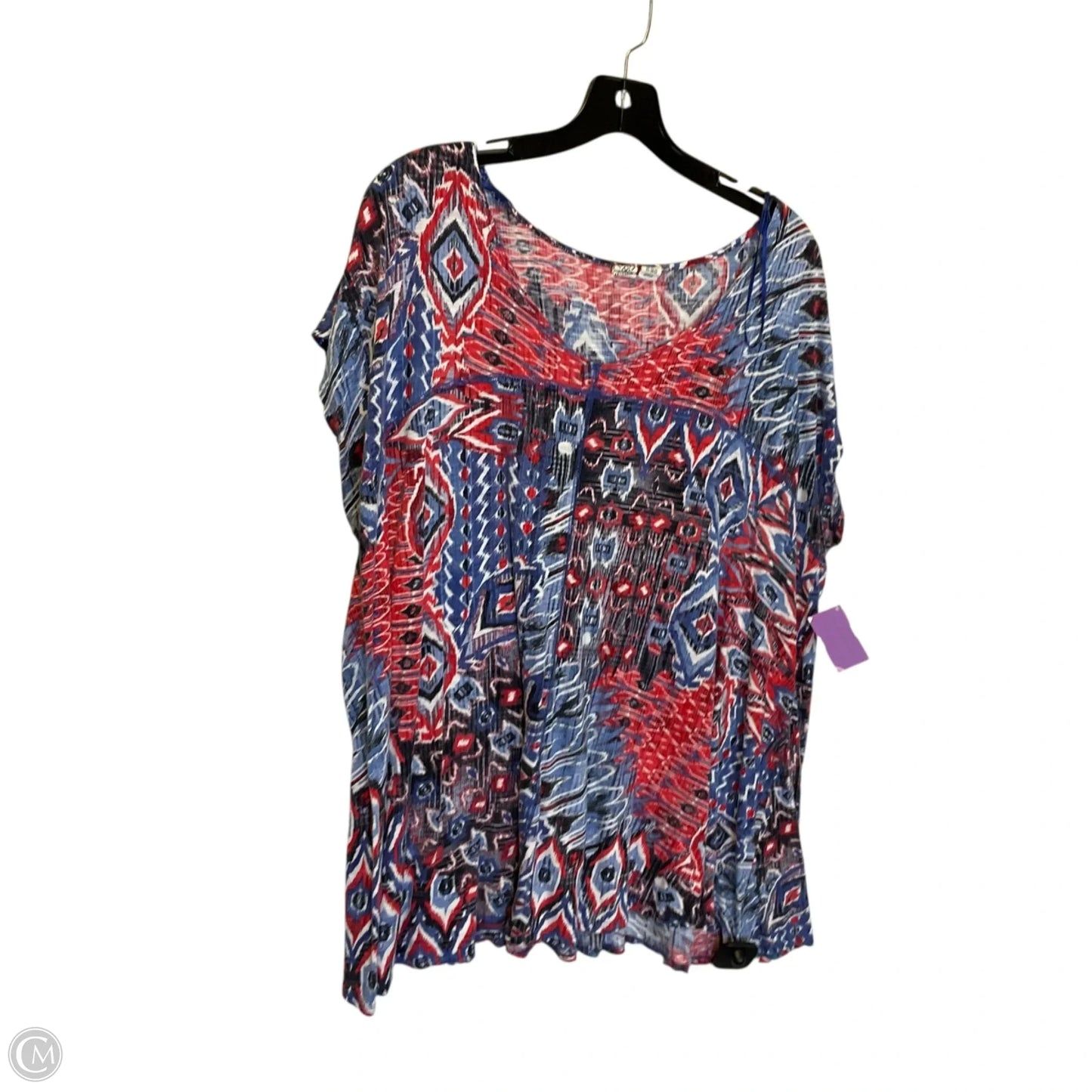 Top Short Sleeve By Artisan Ny In Blue & Red & White, Size: 2x