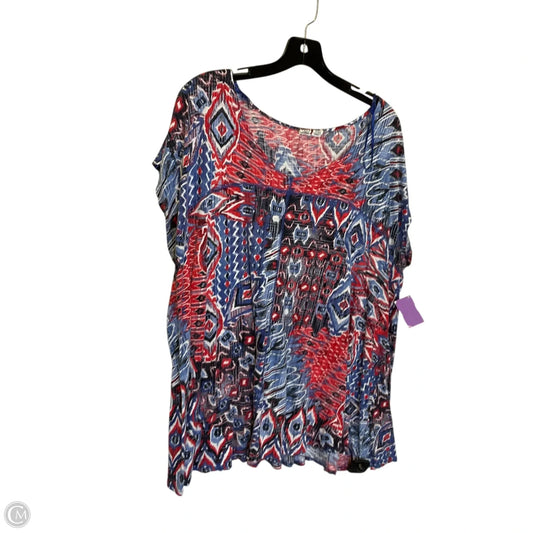 Top Short Sleeve By Artisan Ny In Blue & Red & White, Size: 2x