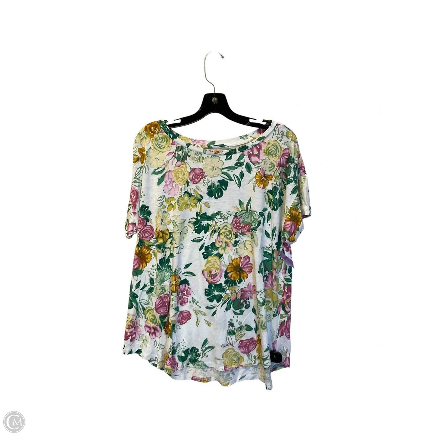 Top Short Sleeve By Maurices In Green & White, Size: 1x