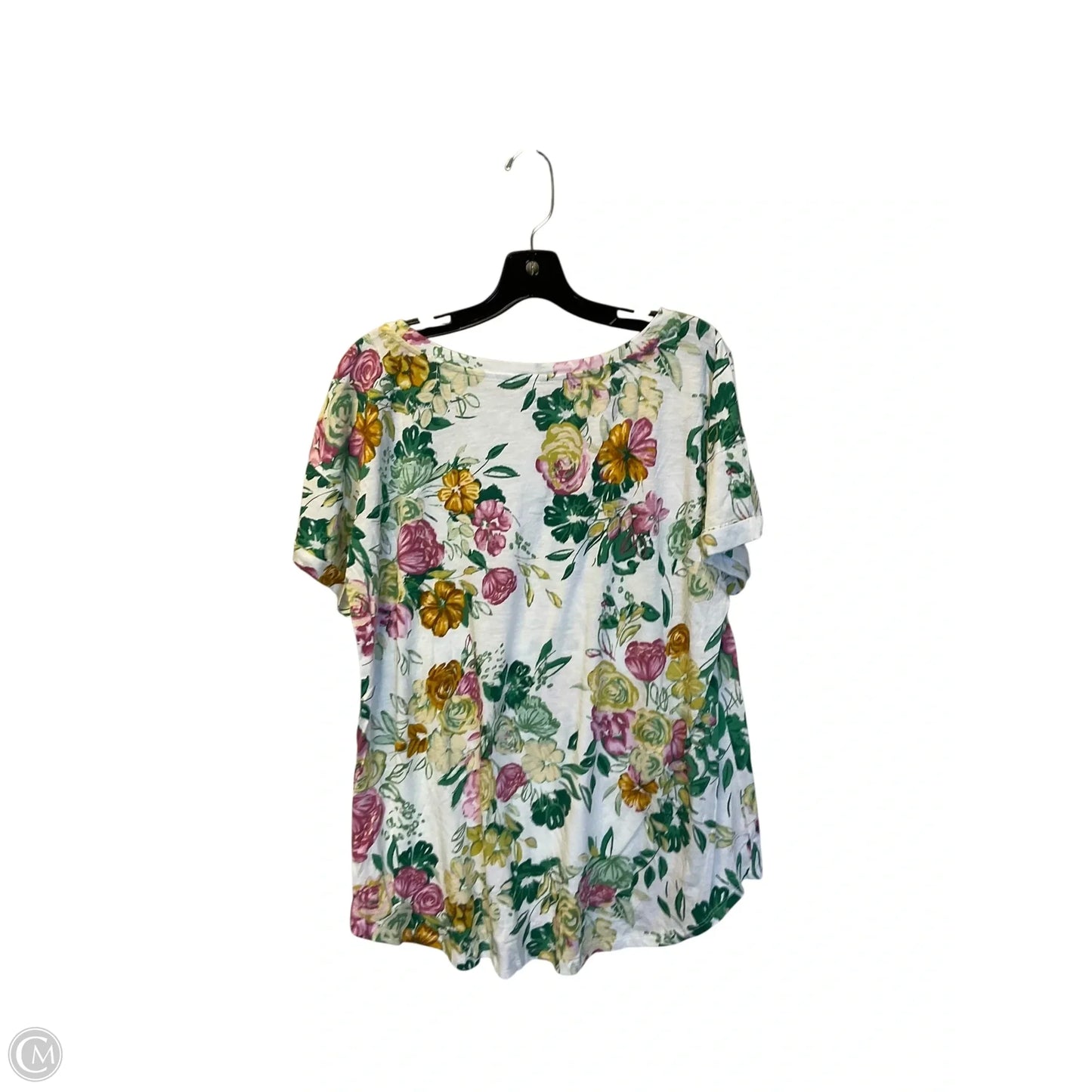 Top Short Sleeve By Maurices In Green & White, Size: 1x