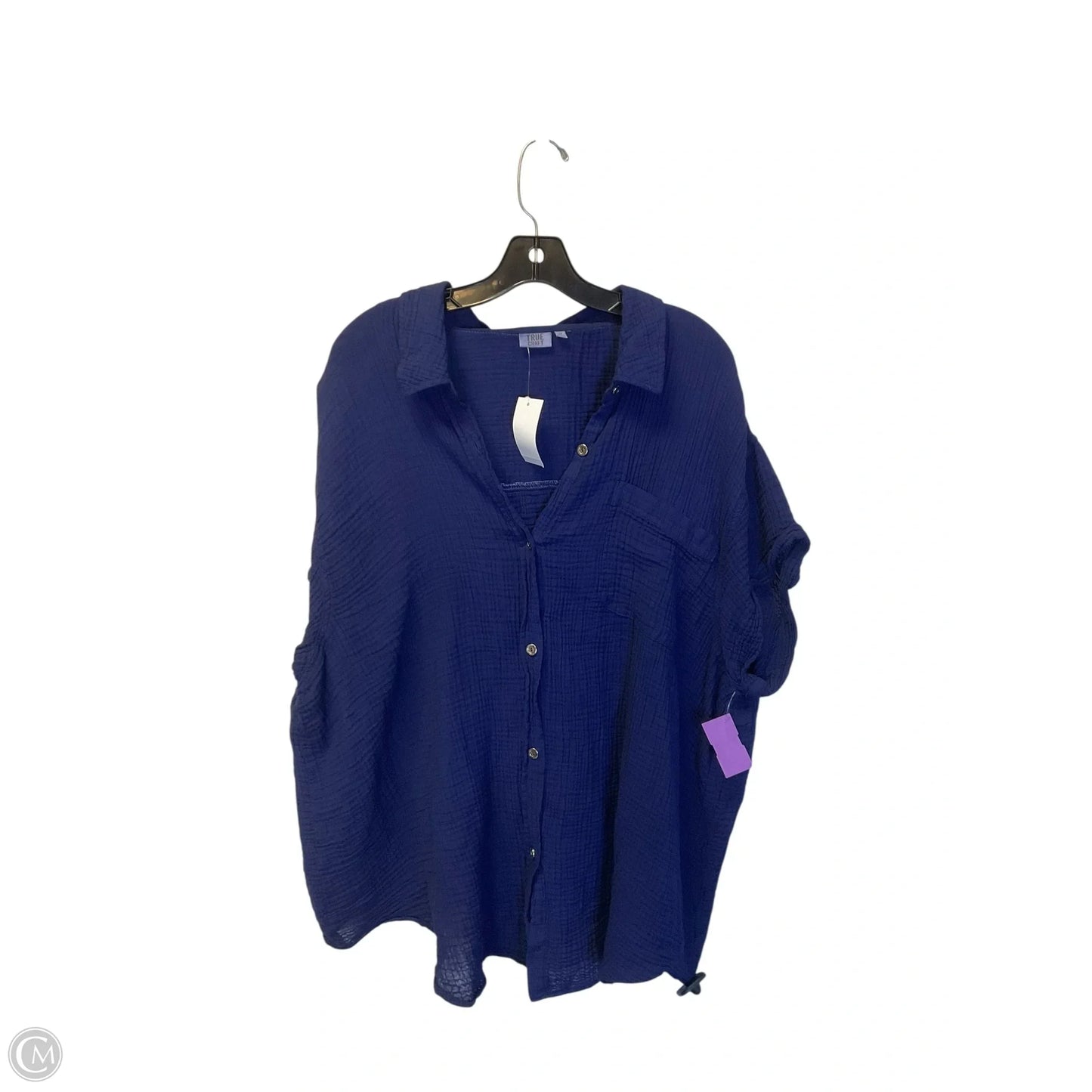 Top Short Sleeve By True Craft In Navy, Size: 3x