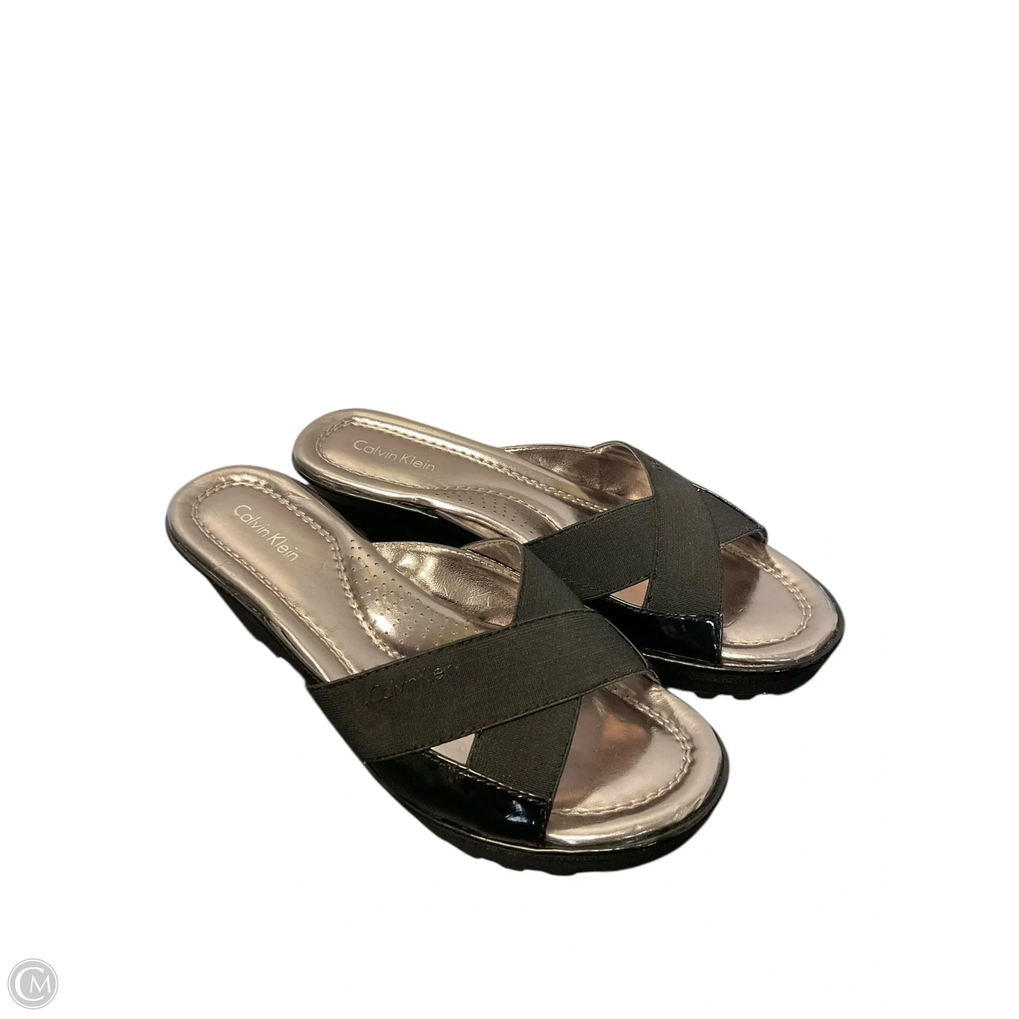 Sandals Heels Wedge By Calvin Klein In Black, Size: 8.5