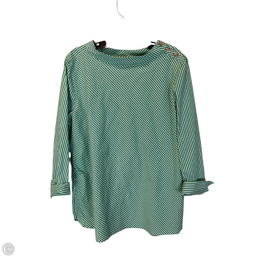 Top Long Sleeve By Chicos In Green & White, Size: Xl