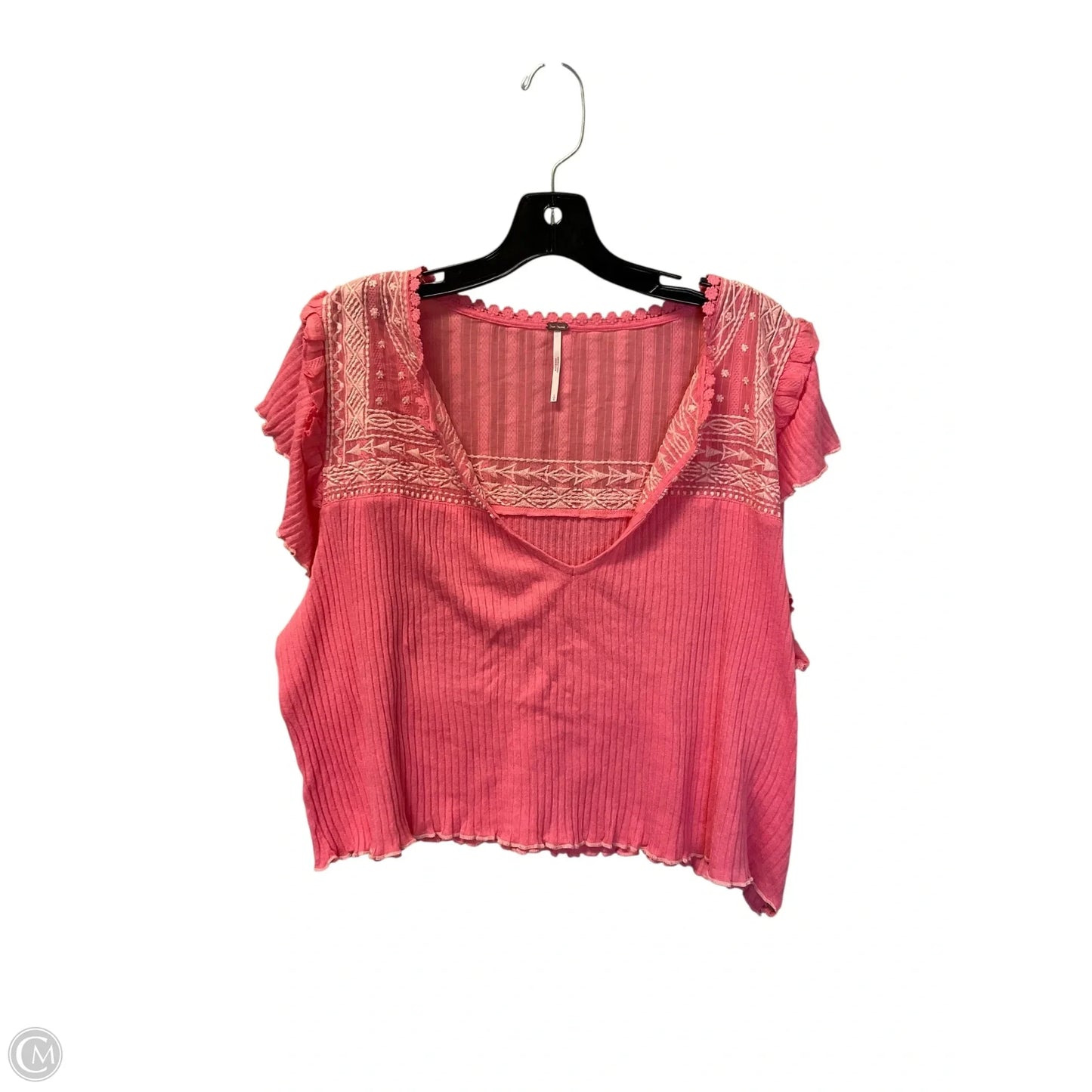 Top Short Sleeve By Free People In Pink, Size: L