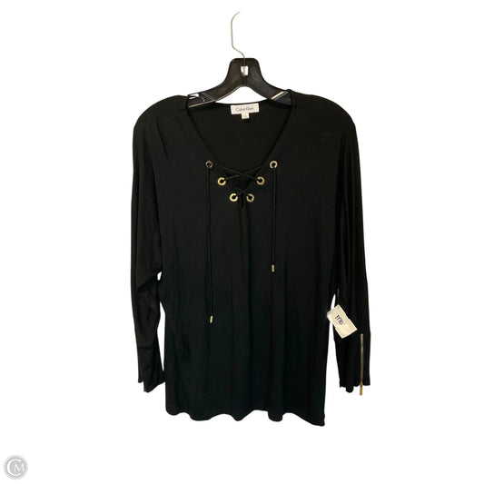 Top Long Sleeve By Calvin Klein In Black, Size: S