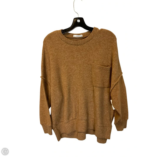 Top Long Sleeve By Zenana Outfitters In Tan, Size: S