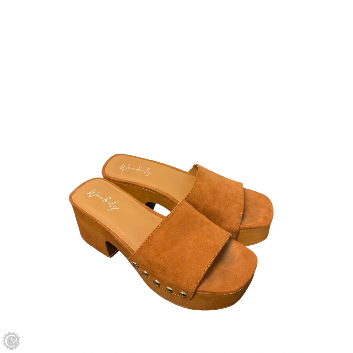 Sandals Heels Block By Wonderly In Brown, Size: 7.5