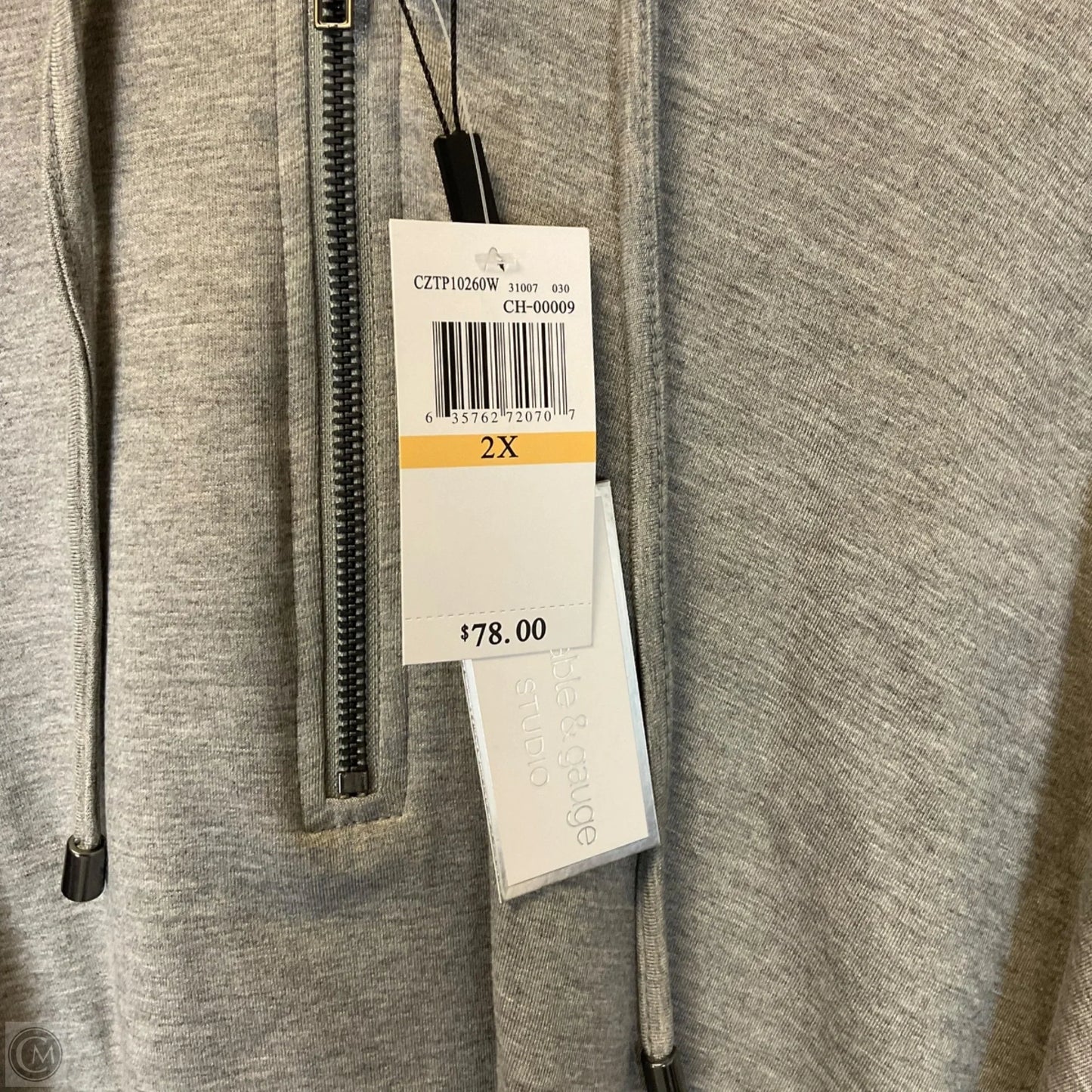 Sweatshirt Hoodie By Cable And Gauge In Grey, Size: 2x