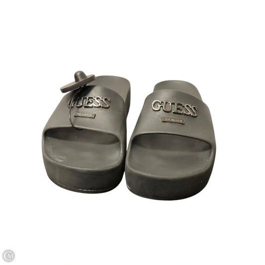 Sandals Heels Platform By Guess In Black, Size: 8