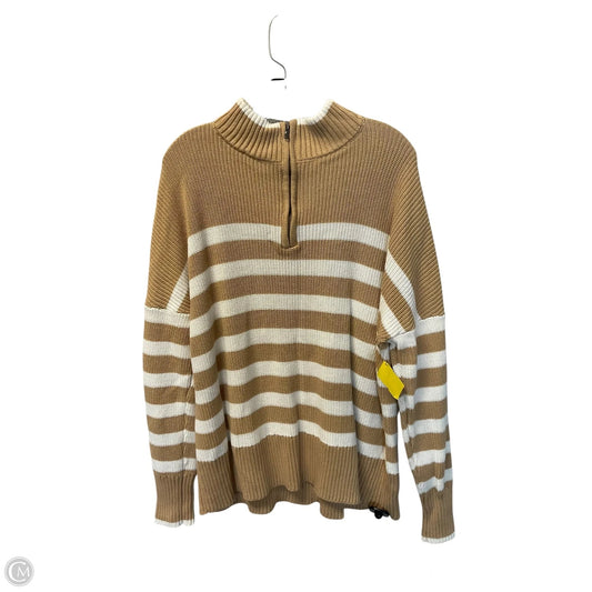 Sweater By Lands End In Tan & White, Size: Xl