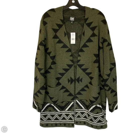 Sweater Cardigan Designer By Frye In Black & Green, Size: S
