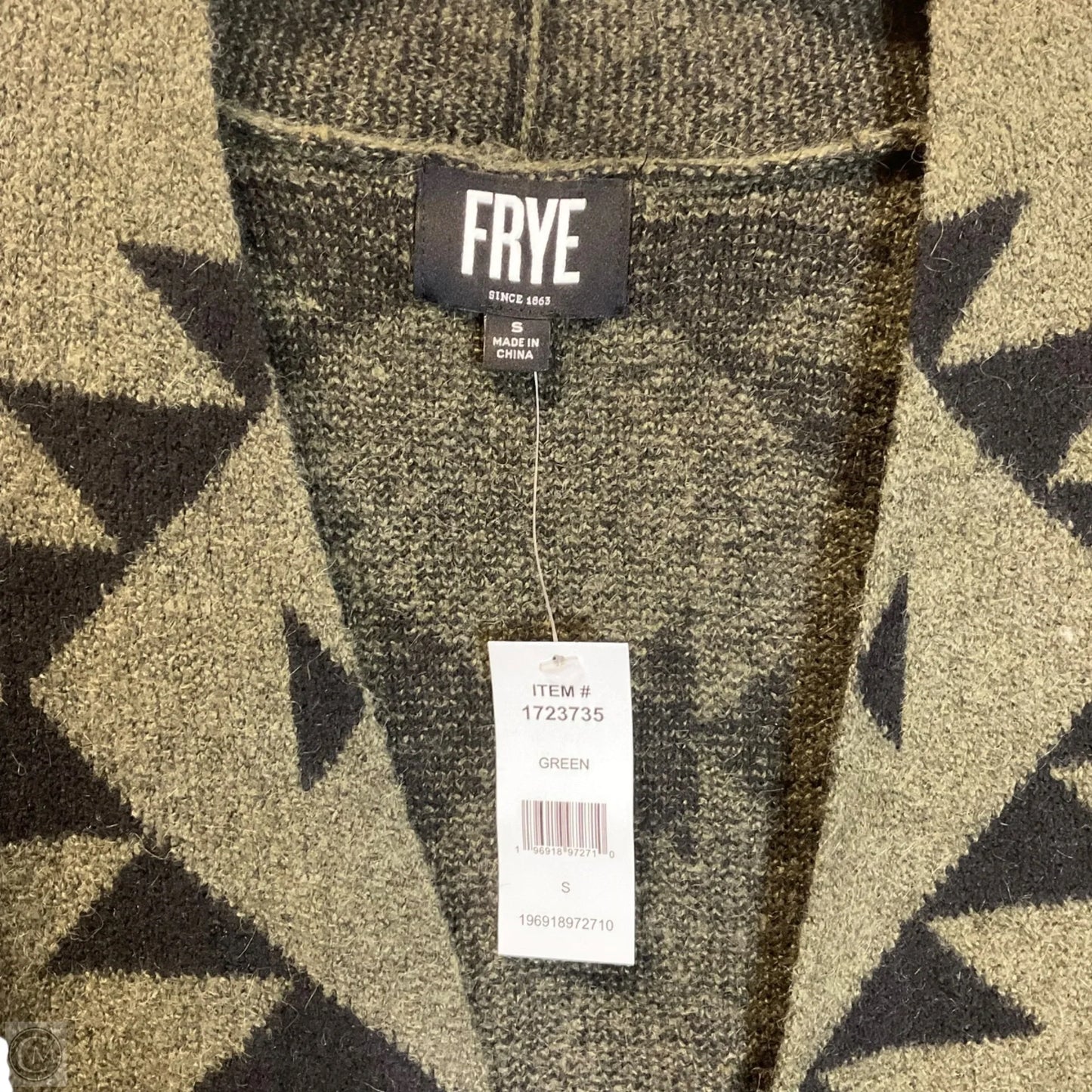 Sweater Cardigan Designer By Frye In Black & Green, Size: S