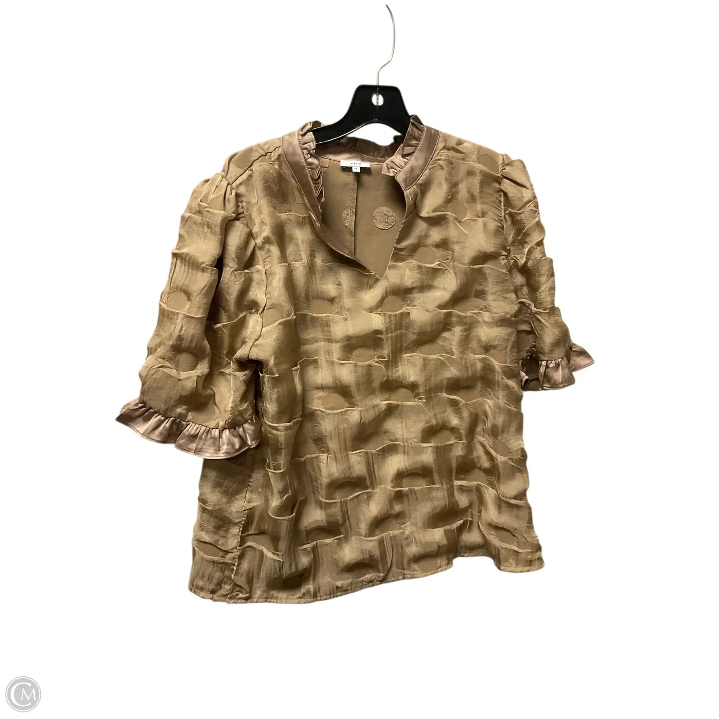 Top Short Sleeve By Voy In Tan, Size: M