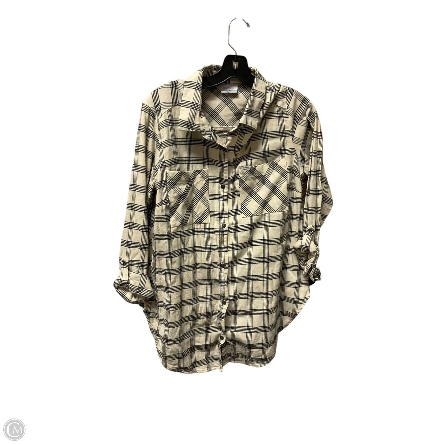Top Long Sleeve By Columbia In Black & Cream, Size: L