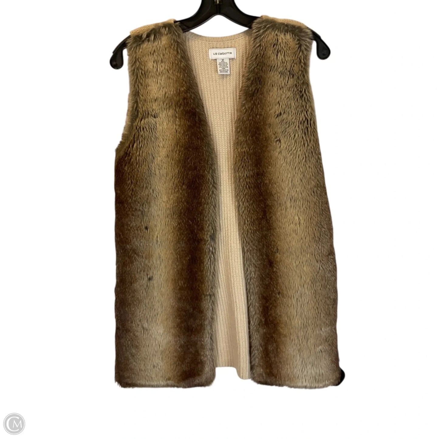 Vest Faux Fur & Sherpa By Liz Claiborne In Brown, Size: M