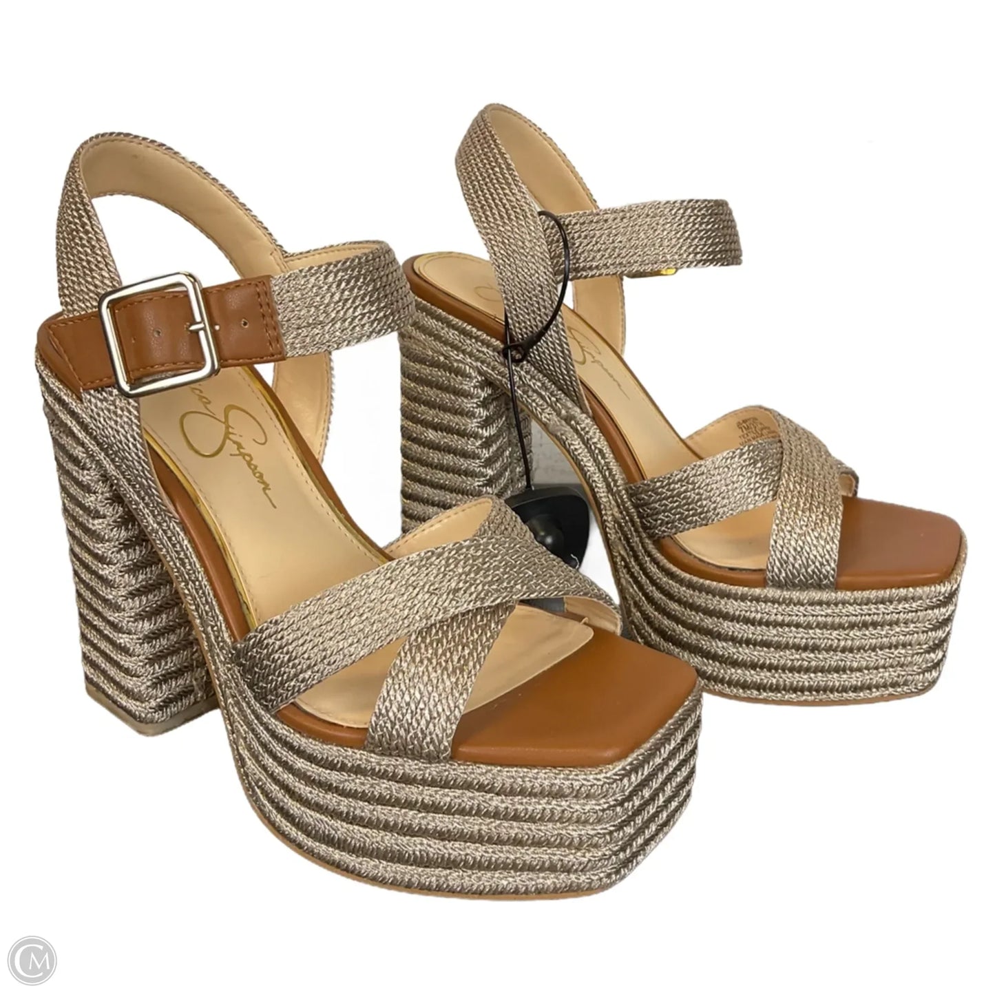 Sandals Heels Platform By Jessica Simpson In Bronze, Size: 7
