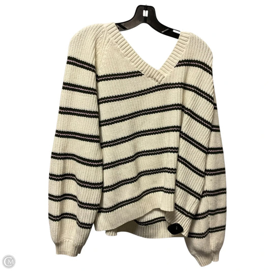 Sweater By Lands End In Cream & Green, Size: L