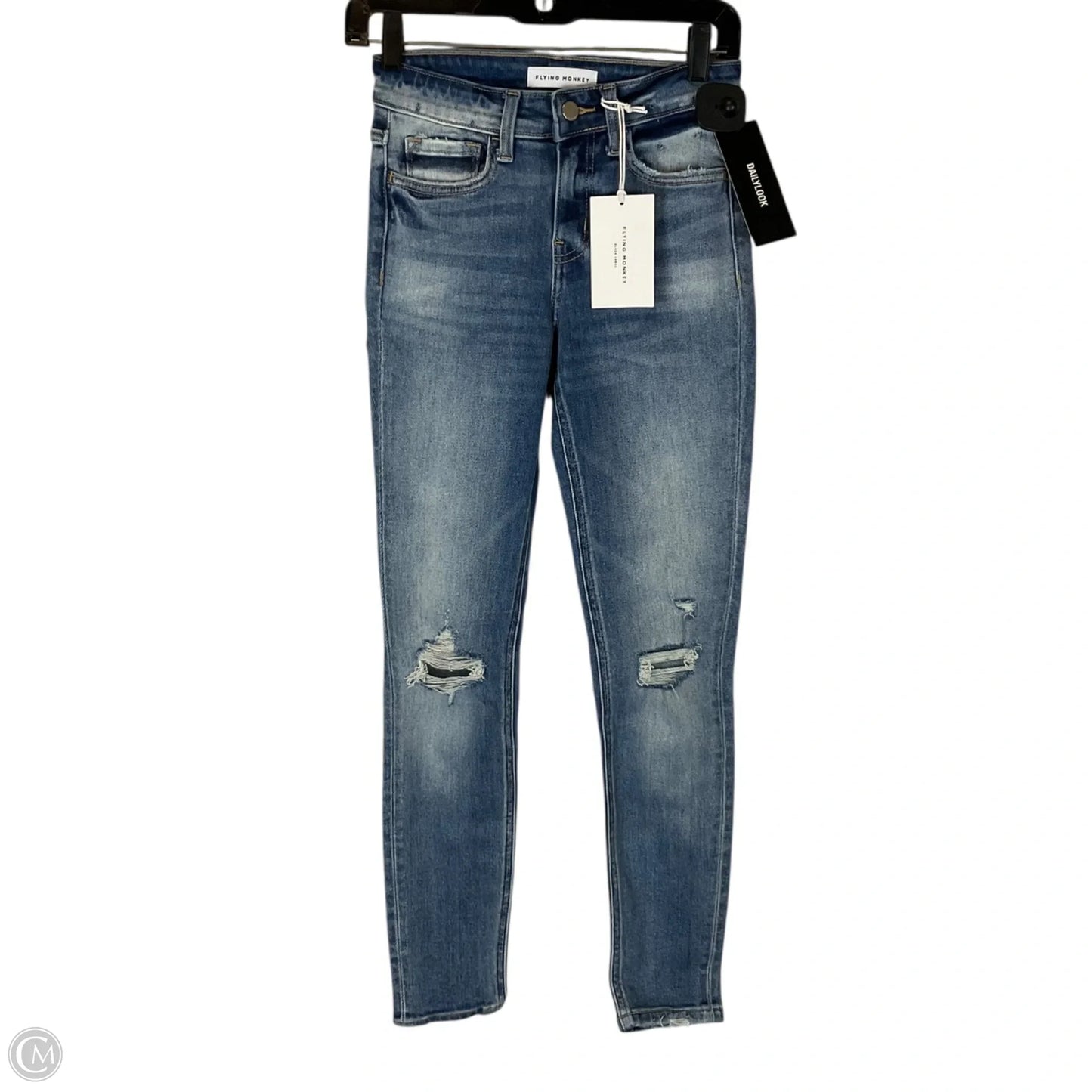 Jeans Skinny By Flying Monkey In Blue Denim, Size: 0 (25)