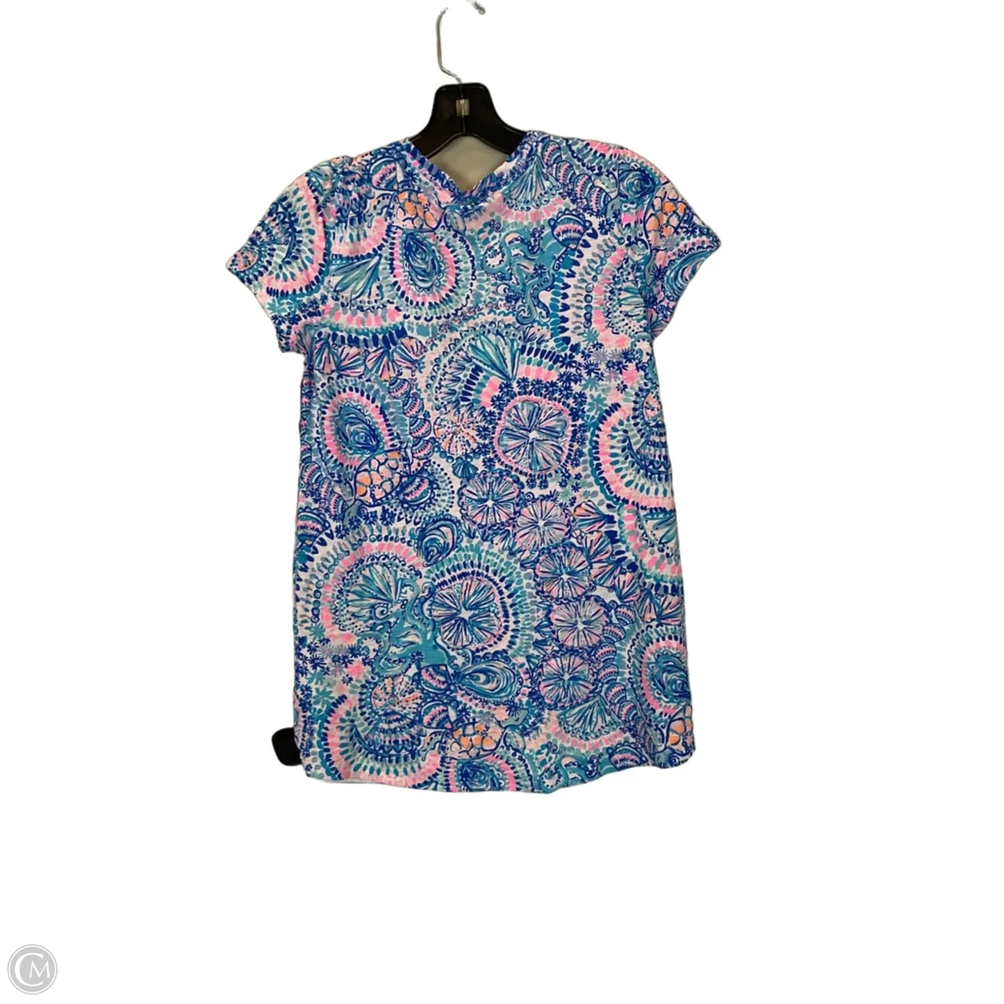 Top Short Sleeve Designer By Lilly Pulitzer In Blue & Pink, Size: Xs