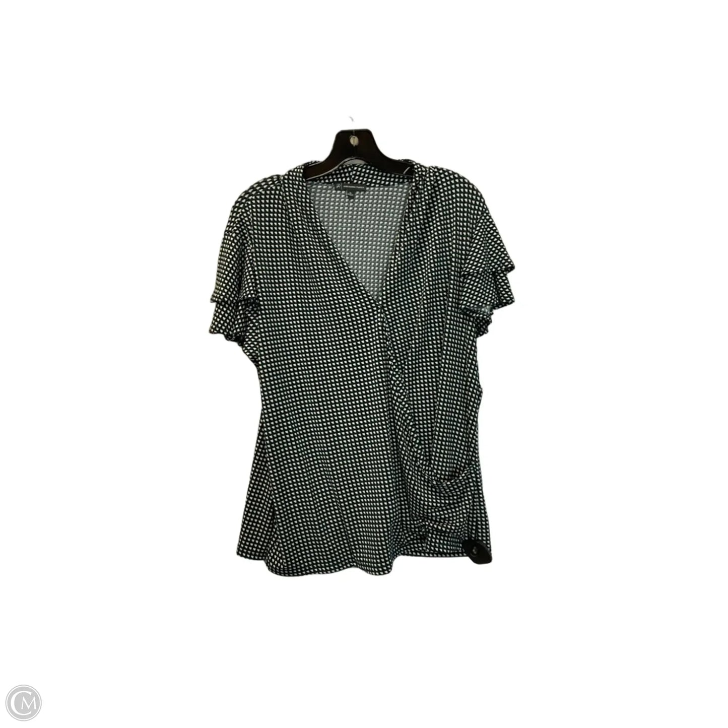 Top Short Sleeve By Adrianna Papell In Black & Blue, Size: Xl